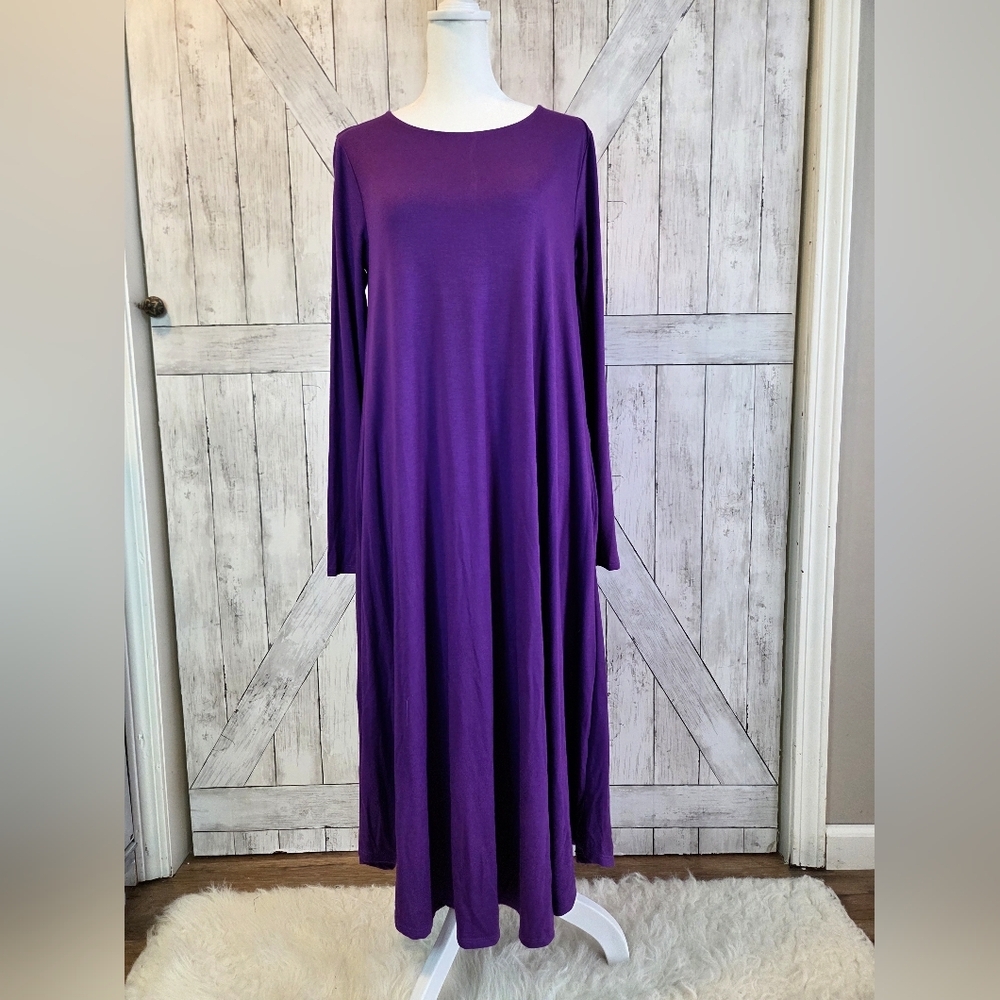 Zenana Outfitters Purple Long Sleeve Maxi Swing Dress